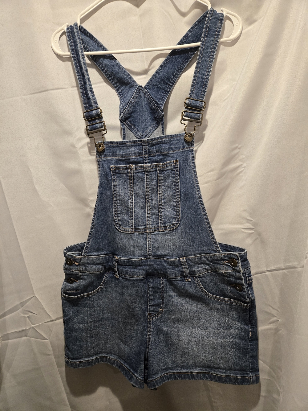 Blue Spice Medium Wash Denim Short Overalls